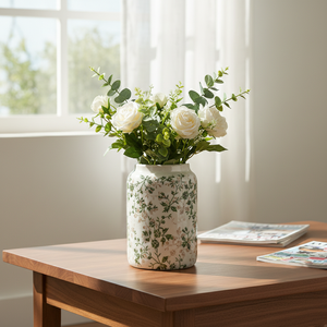 Vases en céramique vintage de style campagnard français, vert sauge, à motifs floraux, pots à fleurs rustiques en <span class=keywords><strong>porcelaine</strong></span> émaillée pour la décoration de table et de la maison, vente en gros - Product Image 4