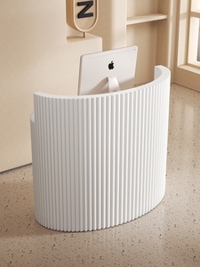 Mostrador de Caja Curvo Pequeño, de Diseño Moderno, Minimalista y de Lujo, en MDF, para Salón de Belleza, <span class=keywords><strong>Tienda</strong></span> de Ropa, Bar, <span class=keywords><strong>Tienda</strong></span> de Moda - Product Image 2