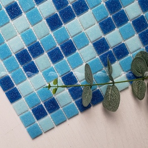 Giá rẻ Phật Sơn nhà máy Giá Hot bán cổ điển 1x1 inch Vuông Màu Xanh hỗn hợp nóng chảy thủy tinh Gạch Mosaic cho hồ bơi phòng tắm - Product Image 3