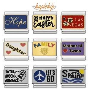 Hapiship 2024 moda familia esperanza <span class=keywords><strong>hija</strong></span> viaje encanto italiano enlaces ajuste 9mm pulsera de acero inoxidable fabricación DIY joyería DJ770 - Product Image 1