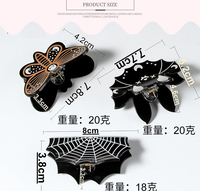 Lot de pinces à cheveux fantaisie en plastique noir, motifs chauve-souris, papillon et toile d'araignée, pour Halloween, accessoire pour femmes et filles