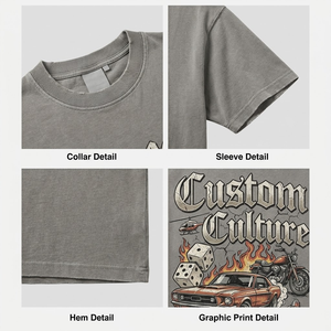 Camiseta de Alta Calidad, 300GSM, Algodón Grueso, Lavado Desgastado, Hombros Caídos, Corte Cuadrado, Camiseta Gráfica para Hombre - Product Image 3