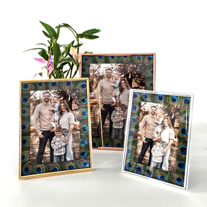 Paon fait à la main luxe velours métal plume <span class=keywords><strong>photo</strong></span> cadre <span class=keywords><strong>Photo</strong></span> pour fête maison chambre mur mariage décor anniversaire cadeau artisanat - Product Image 2