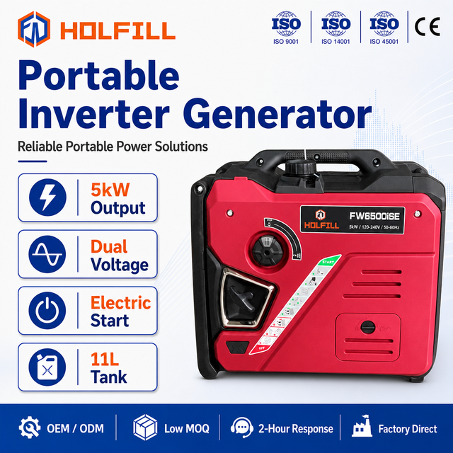 Factory Direct 5kW Portable Inverter Generator Dual Voltage Electric Start 11L Fuel Tank for Home Construction Outdoor Events