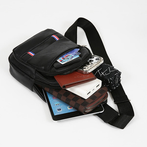 Men's PU Chest Bag Crossbody Waterproof Outdoor Casual Sport Solid Color Black Coffee Light Brown Spring 2025 - Product Image 3