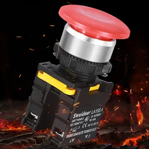 Interruptor de botón tipo hongo de 22 mm, impermeable, con bloqueo, momentáneo, de reinicio automático, interruptor de arranque de energía, rojo, verde, 10A, 1NO1NC - Product Image 3