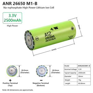แบตเตอรี่ลิเธียมไอออน VICTPOWER กำลังสูง 3.3V 2500mAh 70A แบบปล่อยประจุ Lifepo4 รุ่นทรงกระบอก A123 26650 ANR26650 A123 26650 - Product Image 3