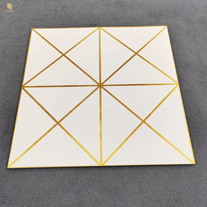 Piastrelle con finitura antiscivolo 600*600mm piastrelle per pavimento in porcellana oro con motivo rettangolare in marmo bianco di lusso Hotel in ceramica opaca - Product Image 6