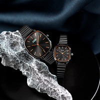 GEDI 13054 Amoureux Robe Bracelet Chaîne Cristal Quartz Montre-Bracelet Acier Inoxydable Couple Étanche Slim Homme Femme Cadeau Montre