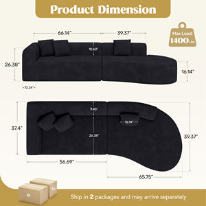 Juego de Sofás Seccionales Modulares Extensibles y Convertibles, Sofá Cama Moderno con Cubierta de Terciopelo, Función de Masaje Plegable, Asiento Profundo de Esponja - Product Image 6