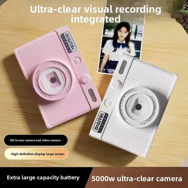 5000W High Resolution Retro CCD Camera, Selfie-ready Portable Digital Camera for Student Travel