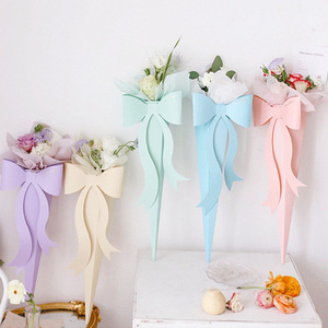 RM Single Rose packaging box long stem Flower wrapping box Cone gift Paper box with ribbon clear triangle shape