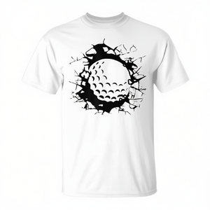 T-shirt de golf avec motif de balle de golf brisée, manches courtes, col rond, unisexe, adulte, sport et jeux, impression sérigraphique - Product Image 2
