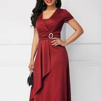 YQY8857 Robe de bureau élégante asymétrique à col en V pour femmes, grande taille 5XL, robe de soirée formelle, très tendance