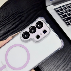 Fashion Magnetic Clear Phone Case for Samsung S26 S24 S25 Ultra With Lens <b>Film</b> Wireless Charging Four Corners Shockproof Cover - Product Image 3
