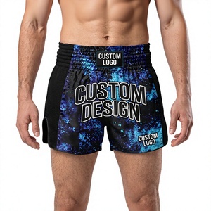 Shorts de Muay Thai personnalisés pour hommes adultes avec panneaux en maille satinée de qualité supérieure, tissu 100% polyester 120g pour MMA et Kickboxing - Product Image 1