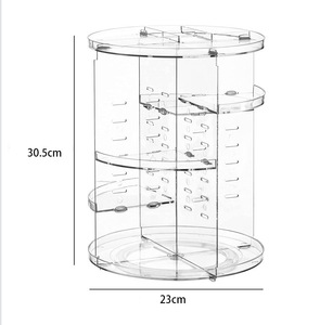 Rõ ràng mỹ phẩm lưu trữ hộp 360 xoay mỹ phẩm tổ chức Tabletop chăm sóc da Son môi trang điểm lưu trữ Kệ - Product Image 1