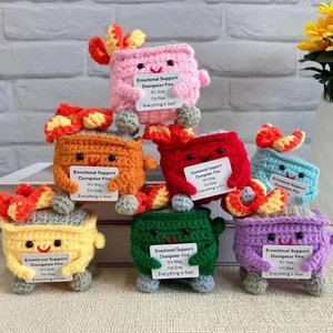 Adorable Crochet Dumpster Fire Emotional Support Dumpster Fire Crochets Dumpster Fire Knitting Doll Crafts Desk Home Decoration