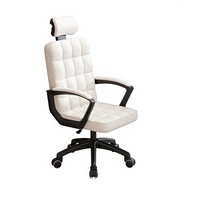 Chaise de bureau ergonomique en maille, directement de l'usine, pour salon, bureau à domicile, dossier haut, pivotante, en cuir PU, avec appui-tête
