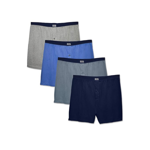 <span class=keywords><strong>Calzoncillos</strong></span> bóxer elásticos de algodón para hombre OEM ODM, <span class=keywords><strong>divertidos</strong></span> pantalones cortos de punto lisos con doble bolsa y agujero transpirable en la parte delantera con logotipo en la cintura - Product Image 1