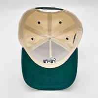 Casquette de baseball structurée A-Frame en coton sergé bicolore avec patch brodé 3D en relief personnalisé, ajustable par bouton-pression, commande en gros