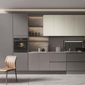 Muebles de Cocina Modernos de Estilo Minimalista, Diseño Pequeño y Completo, Personalizados, Gabinetes de Melamina con Forma de Línea, Fregadero de Cocina - Product Image 4