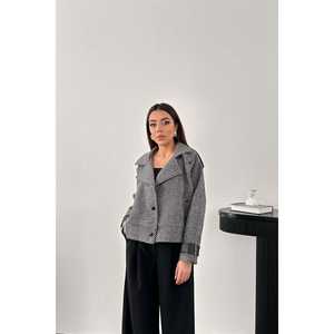 Veste en cuir rayée grise pour femmes, finition en cuir, vente en gros - Product Image 4