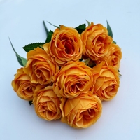 PT002 Simulierte 9 Köpfe Dekorative Weiß Rot Orange Künstliche Rosen Blumenstrauß für Hochzeit Home Valentinstag Dekor