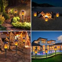 Lámpara Solar LED con Llama Parpadeante, Resistente al Agua IP65, 33 LED, Resistente a los Rayos UV, de ABS, para Jardín, Césped, Camino, Exterior, Encendido/Apagado Automático al Anochecer/Amanecer