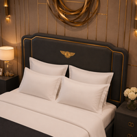 Ensemble de meubles de chambre d'hôtel économique et durable, avec tête de lit intégrée en placage de bois moderne, personnalisable OEM/ODM, pour lit King Size