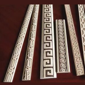 الزخرفية الأبيض الخشب الصحافة الساخنة خشبية صب تصميم ريكون الأبيض تنقش نصف جولة النفخ ل خزانة مطبخ خشبية - Product Image 4