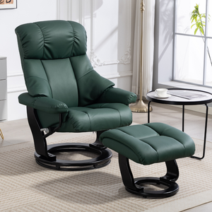 Nouveau canapé pivotant en cuir de luxe pour chambre et appartement, fauteuil inclinable manuel avec ottoman - Product Image 3