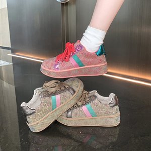 2026 Autumn New Full Star Rhinestone Women Sneakers Luxury Heavy Craft <b>Rainbow</b> Splicing Designer Casual Sport Shoes - Product Image 1