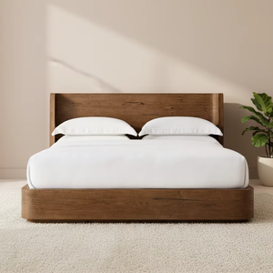 <span class=keywords><strong>Letto</strong></span> matrimoniale king size in legno di quercia stile nordico con testiera, piattaforma giapponese - Product Image 1