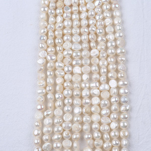 Perle de Zhuji 8-9mm, perle d'eau douce baroque, bouton et pomme de terre, perle à deux faces, trou latéral clair, perle blanche en vrac pour la fabrication de bijoux - Product Image 1