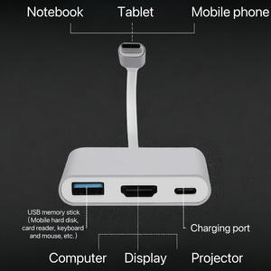 Cavo <span class=keywords><strong>adattatore</strong></span> in lega di alluminio <span class=keywords><strong>Usb</strong></span> tipo <span class=keywords><strong>C</strong></span> a <span class=keywords><strong>HdMI</strong></span> <span class=keywords><strong>adattatore</strong></span> 4k 60hz convertitore Hub cabina 3.0 - Product Image 2