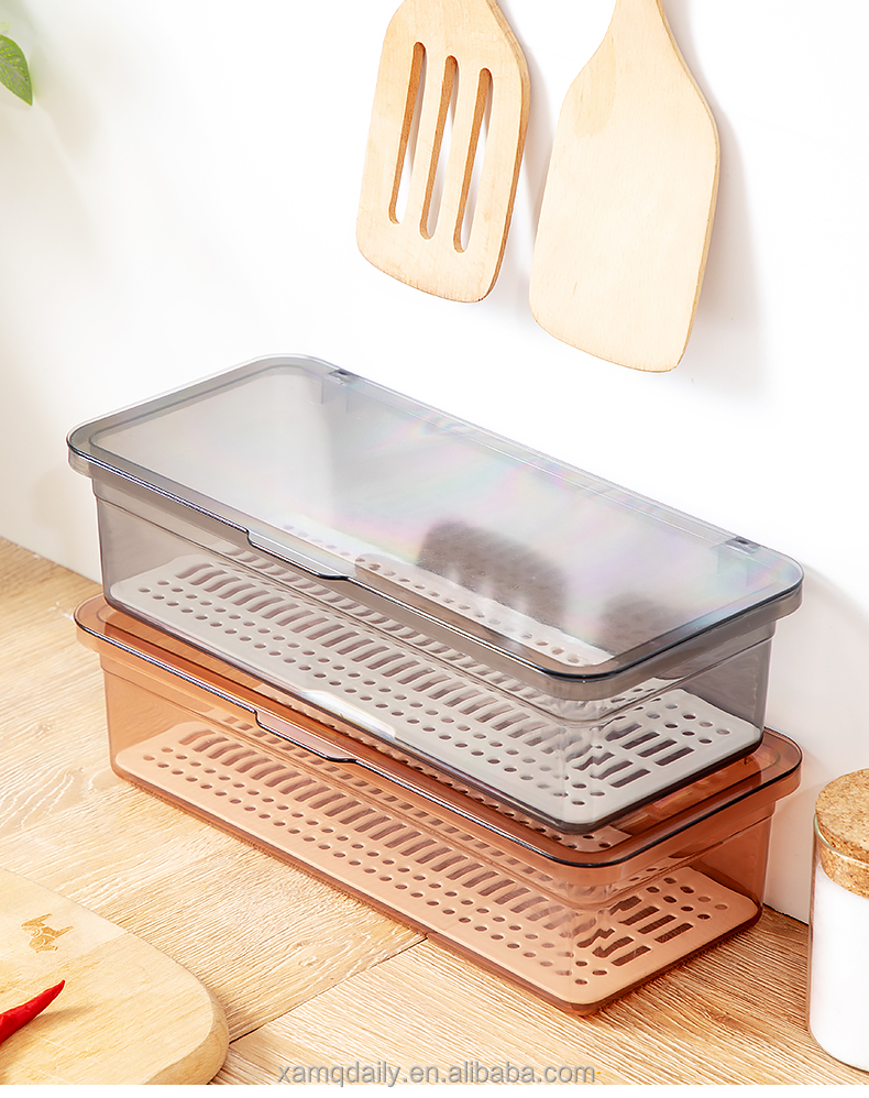 Multi-function chopsticks box household transparent belt cover drain chopsticks cage kitchen dustproof tableware storage box