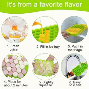 Moule à glaçons de haute qualité, 37 cavités, design nid d'abeille, bac à glaçons hexagonal avec couvercle en silicone sans BPA - Product Image 6
