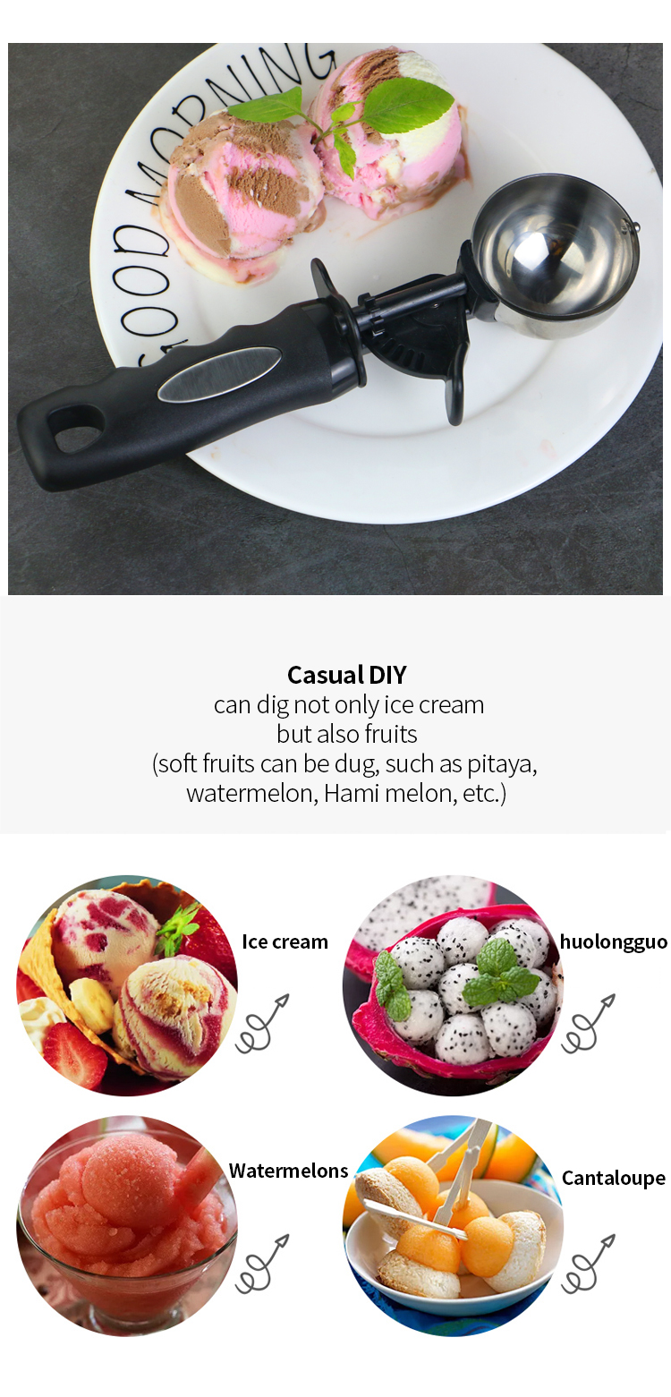 Amazon top seller custom ice cream scoop COOKIE Scoop for Baking ice cream scooper Stainless Steel Ice Cream Scoop
