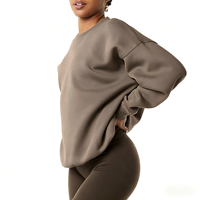 Sweat-shirt à col rond oversize personnalisé pour femme, de haute qualité, à épaules tombantes, couleur unie, streetwear, pour personnalisation de logo