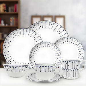 Assiettes décoratives en porcelaine fine de style campagnard français, motif <span class=keywords><strong>pissenlit</strong></span> bleu, pour événements - Product Image 2