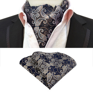 Cravate Lavallière Rétro <span class=keywords><strong>Homme</strong></span> à Motif Jacquard Cachemire et Pochette Assortie en Polyester - Product Image 6