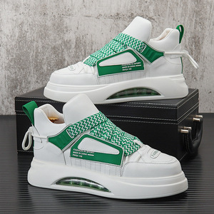 Men's 2024 New Mid-top White for Cushion Shoes Thick <strong>Sole</strong> Elevated Casual Sports <strong>Sneakers</strong> Microfiber Upper Polyurethane Outsole - Product Image 1