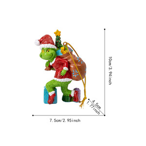 Decoraciones festivas para árboles de Navidad <span class=keywords><strong>Grinch</strong></span>, adornos navideños temáticos de <span class=keywords><strong>personajes</strong></span> verdes divertidos para fiestas navideñas, accesorios para árboles de fiesta - Product Image 3