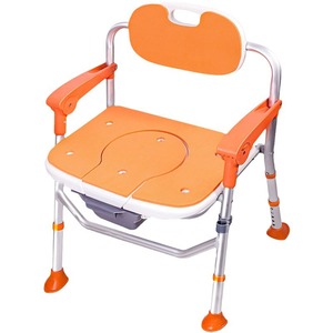 Chaise de douche pliante en alliage d'aluminium orange, réglable en hauteur, pour personnes âgées, équipement de sécurité pour la salle de bain - Product Image 5