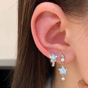 Pendientes de pentagrama con diamantes de imitación brillantes para mujer, exquisitos pendientes de borla con forma de estrella, joyería - Product Image 4