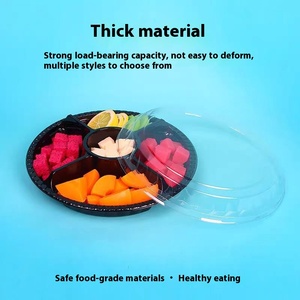 Caja de pesca de fruta transparente redonda desechable con tapa compartimentos de plástico para fruta fresca cortada ensalada materiales reciclados - Product Image 3