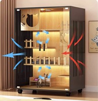 Villa pour chat de luxe en verre et bois, avec système de fixation robuste, pour la maison, meuble panoramique tout-en-un pour chat d'intérieur, armoire pour chat, griffoir et structure d'escalade complète