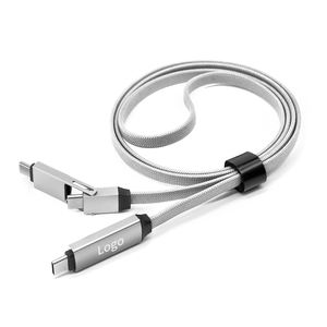 كابل USB مبتكر 3 في 1 بطول 100 سم أسود اللون بقوة 3 أمبير و60 واط مع شعار مخصص، شاحن من النوع C لهاتف آيفون 17 - Product Image 1