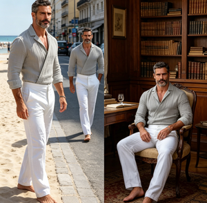 Chemise Homme Col V Perlé Style Américain Décontracté d'Été en Polyester Infroissable pour le Commerce International - Product Image 4